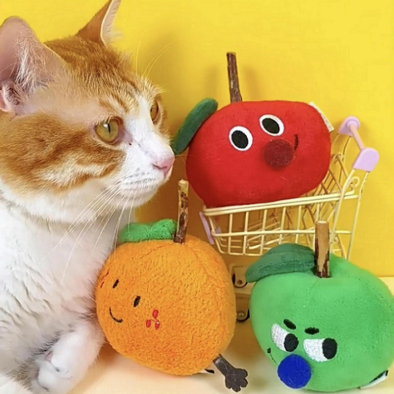 PS-T25001 Fruit Plush Cat Chew toys Silvervine Stick Catnip